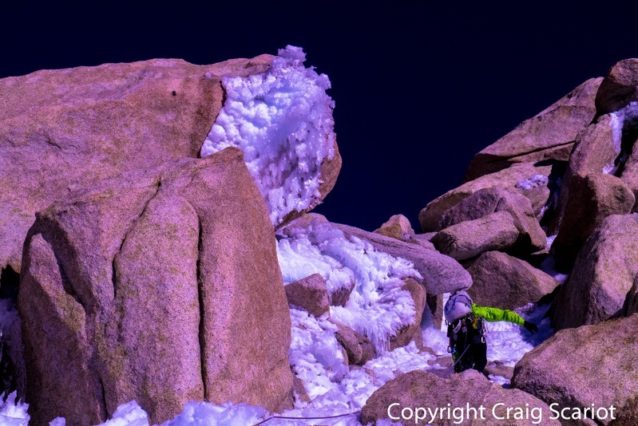 フィッツ・ロイ山頂直下のケリー。Photo: Craig Scariot