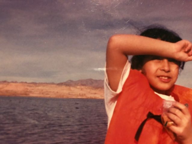 ミード湖での9歳の著者。「父が企画した多くの釣り旅行のひとつでした」photo:Jocelyn Torres